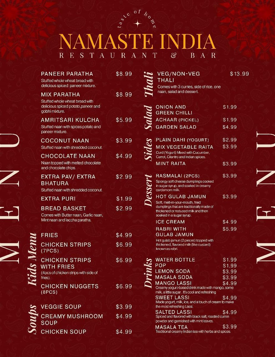 Namaste India Restaurant & Bar Menu - Image 5
